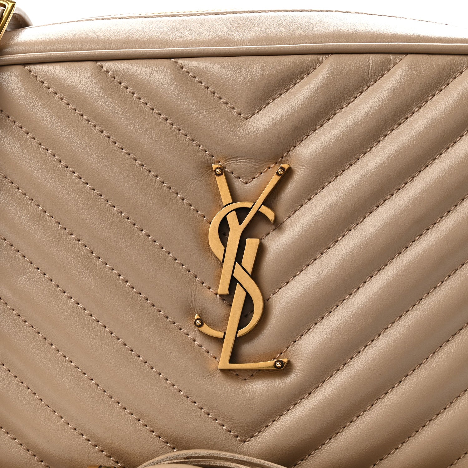 Saint Laurent Calfskin Matelasse Monogram Lou Camera Bag Dark Beige 8 of 10