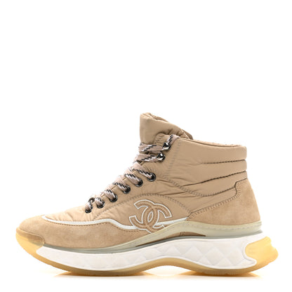 Chanel Fabric Suede Womens CC Sneakers 39 Beige 1 of 10