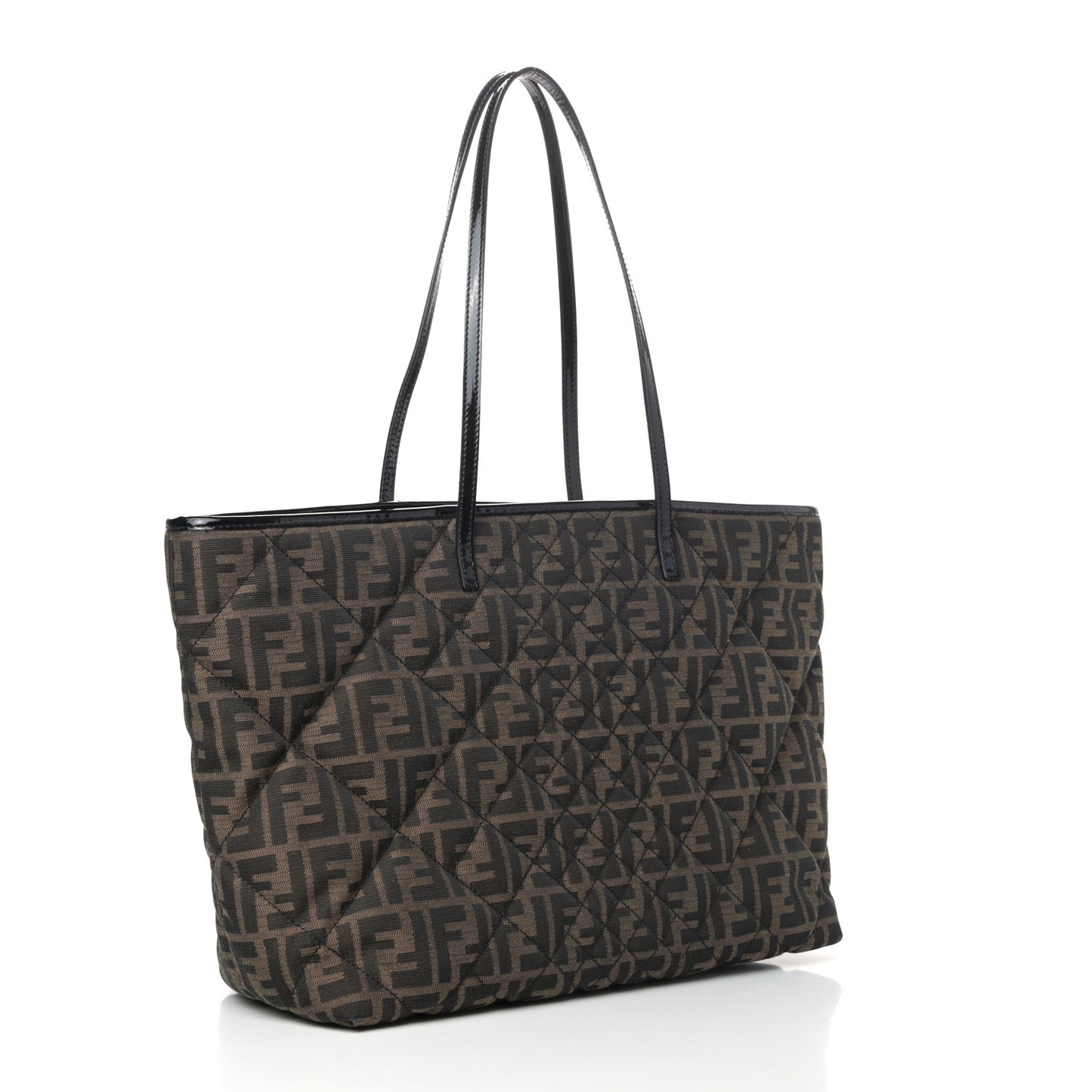 Zucca Quilted Medium Roll Tote Tobacco Black