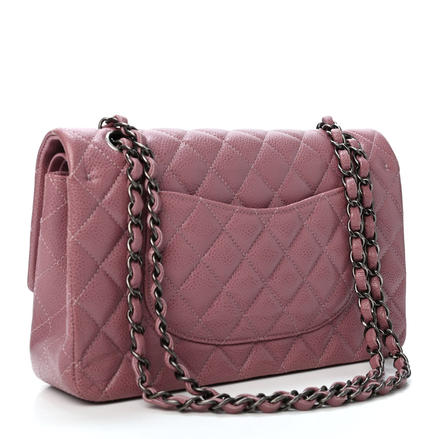 Caviar Quilted Medium Double Flap Pink
