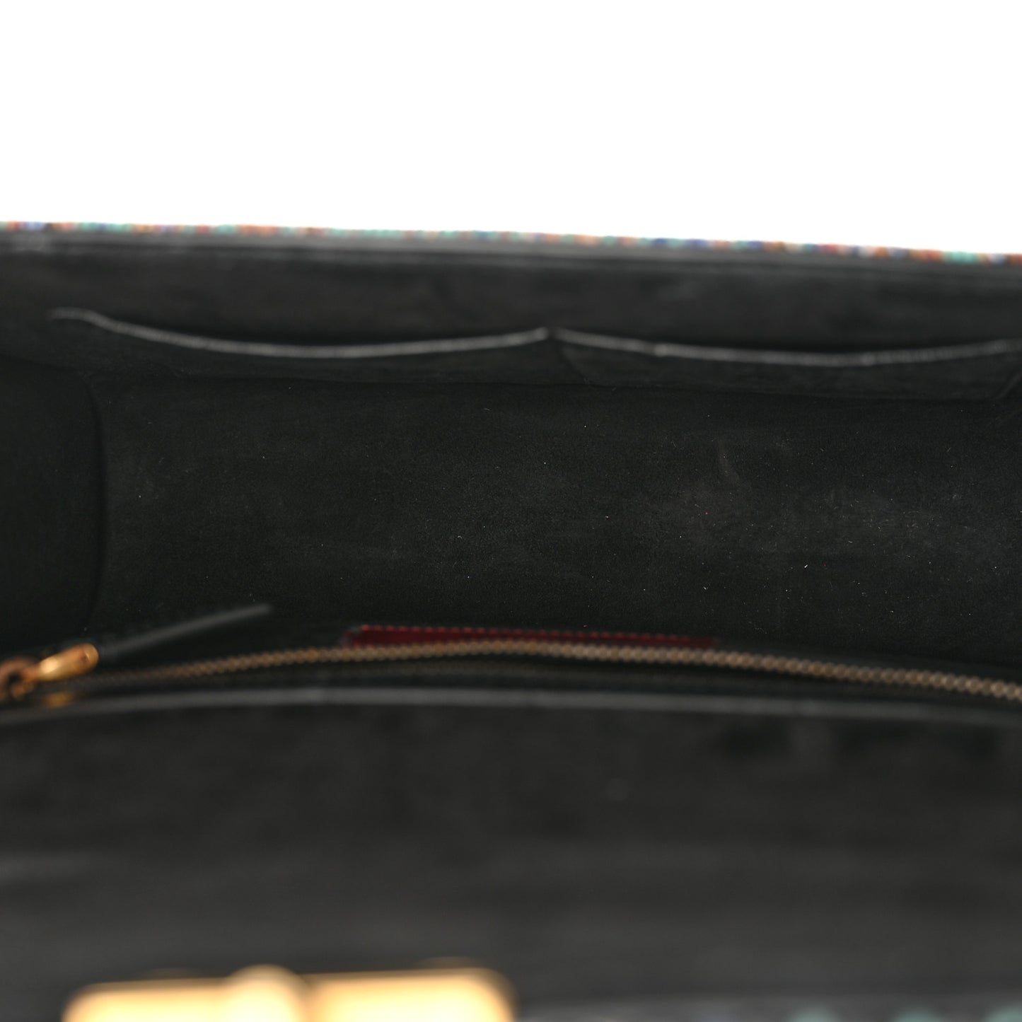 Vitello Beaded Medium Glam Lock Rockstud Flap Black