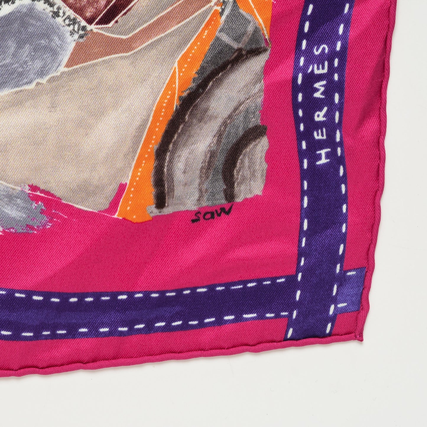 Silk J'aime Mon Carre Scarf 70 Rose Indien Marron Glace Orange