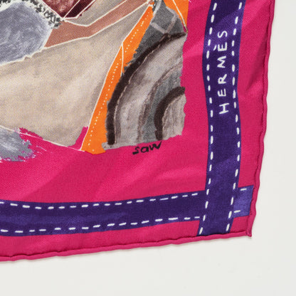 Hermes Silk J'aime Mon Carre Scarf 70 Rose Indien Marron Glace Orange 3 of 5