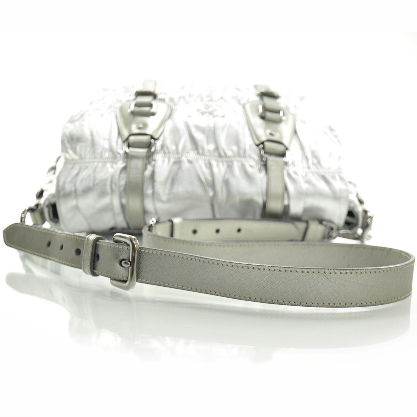Nappa Dressy Gaufre Messenger Silver