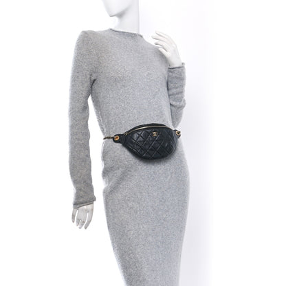 Chanel Shiny Lambskin Quilted Pearl Crush Belt Bag Black 2 of 10