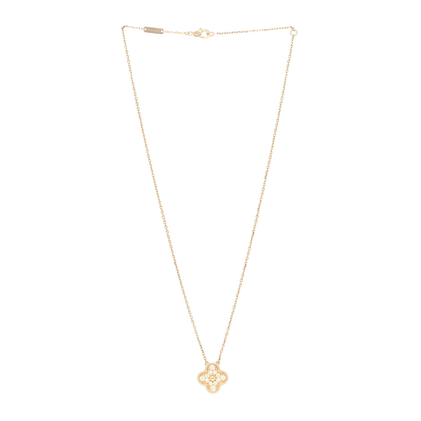18K Yellow Gold Diamond Vintage Alhambra Pendant Necklace