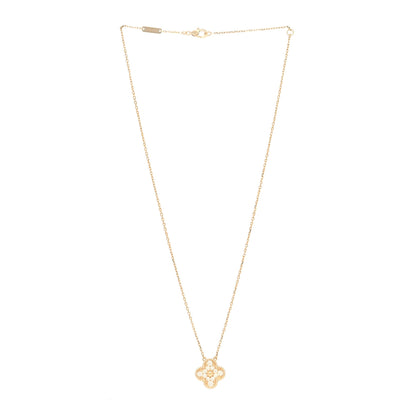 Van Cleef & Arpels 18K Yellow Gold Diamond Vintage Alhambra Pendant Necklace 2 of 7