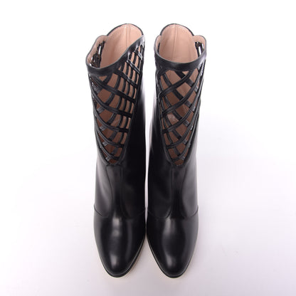 Gucci Plume Calfskin Damir Lattice Cutout Boots 38 Black 5 of 9