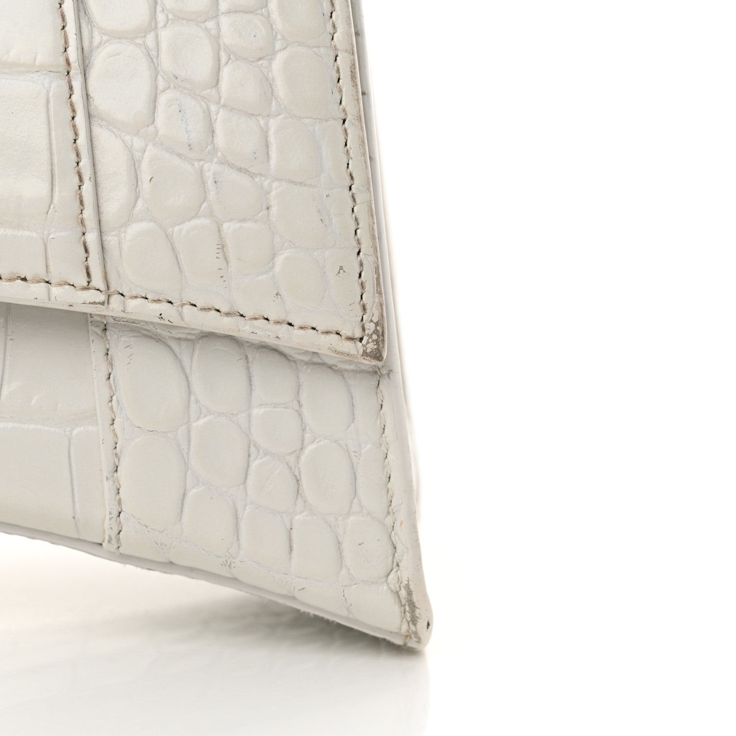 Balenciaga Calfskin Crocodile Embossed Small Hourglass Top Handle Bag White 23 of 28