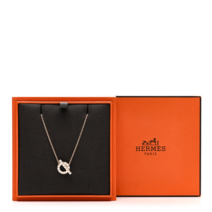 Hermes 18K Rose Gold Diamond Finesse Pendant Necklace 5 of 5