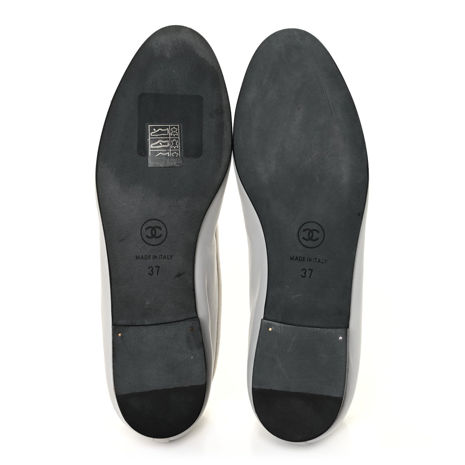 Chanel Lambskin CC Cap Toe Ballerina Flats 37 White Black 5 of 8