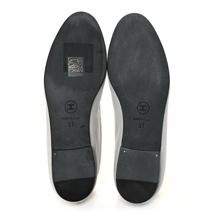 Chanel Lambskin CC Cap Toe Ballerina Flats 37 White Black 5 of 8