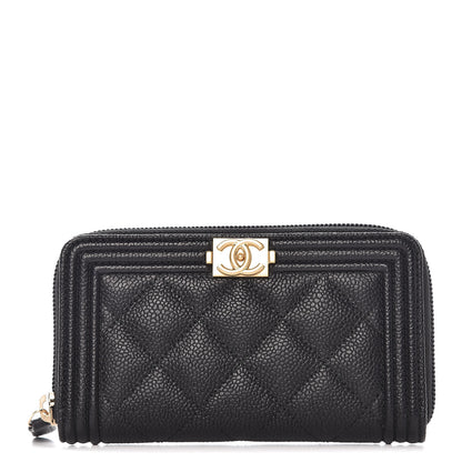 Chanel Caviar Quilted Small Boy Zip Around Wallet Black 1 of 9