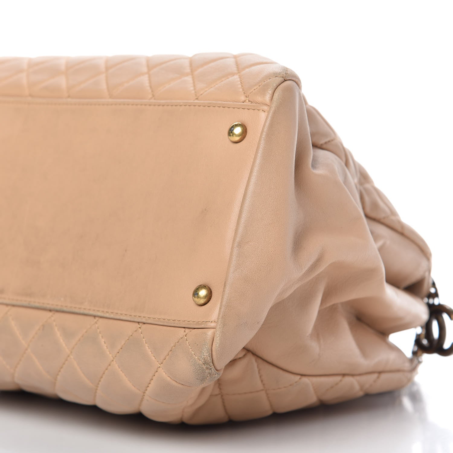 Chanel Lambskin Quilted Large Just Mademoiselle Bowling Bag Beige 7 of 10