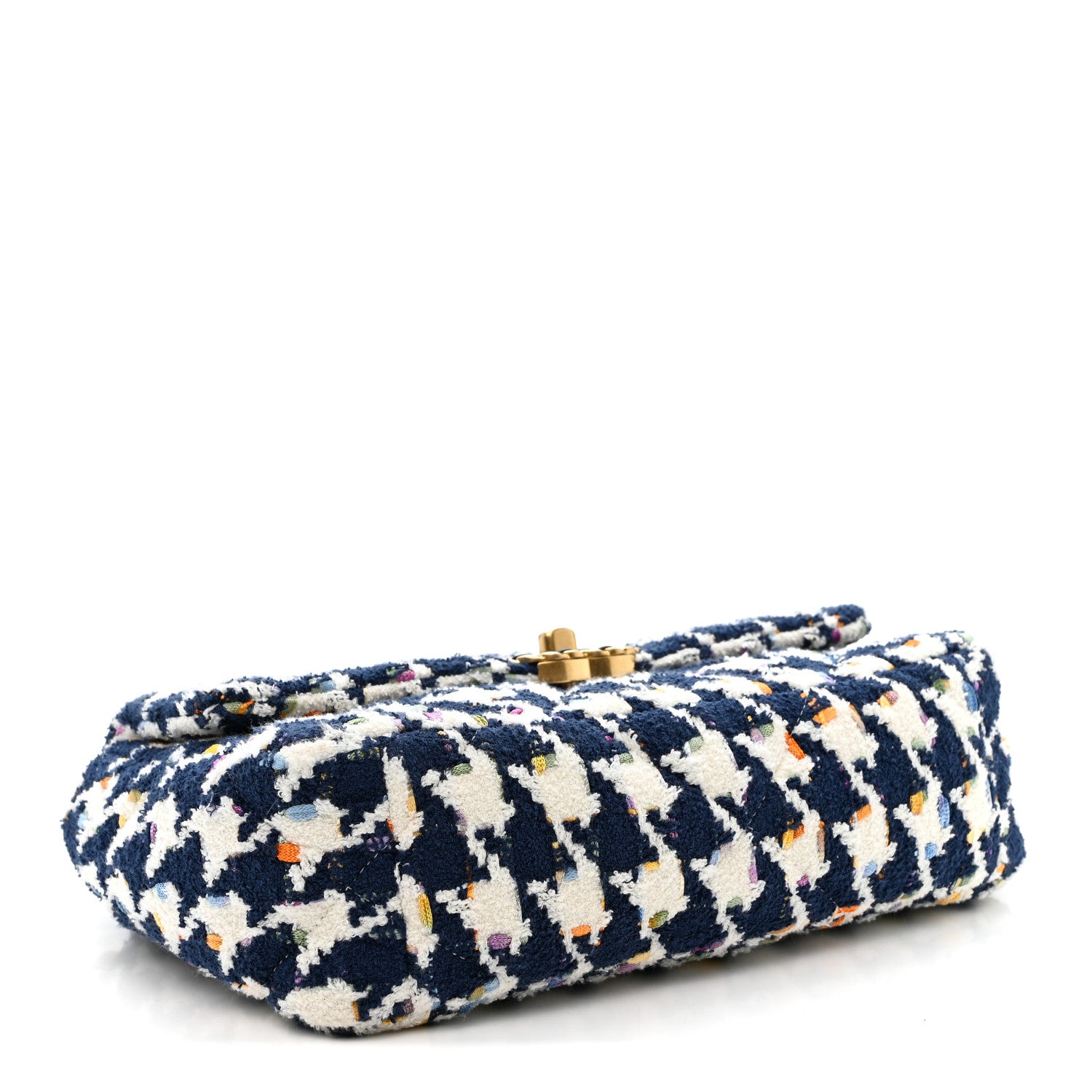 Chanel Tweed Quilted Medium Chanel 19 Flap Ecru Navy Blue Multicolor 4 of 10