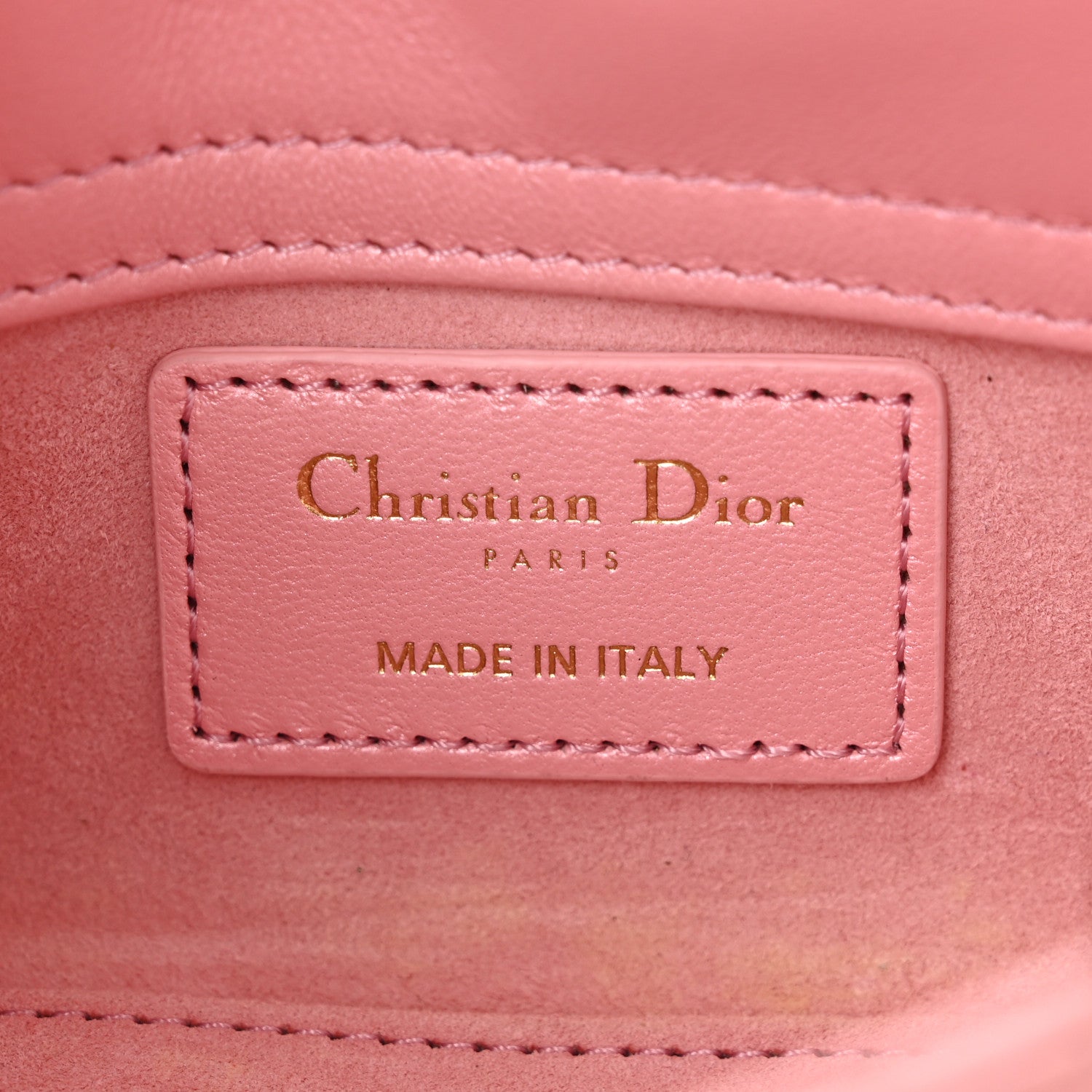 Christian Dior Metallic Lambskin Cannage Micro Lady D-Joy Pink