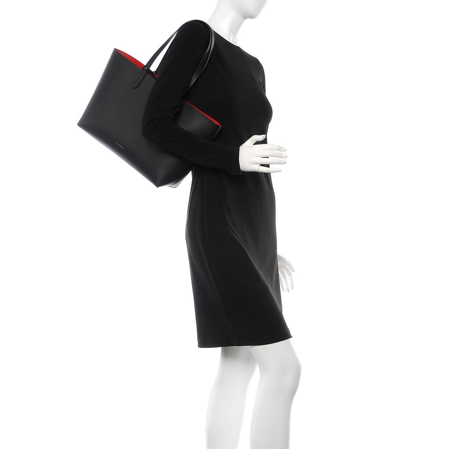 Calfskin Small Shopping Tote Black Flamma
