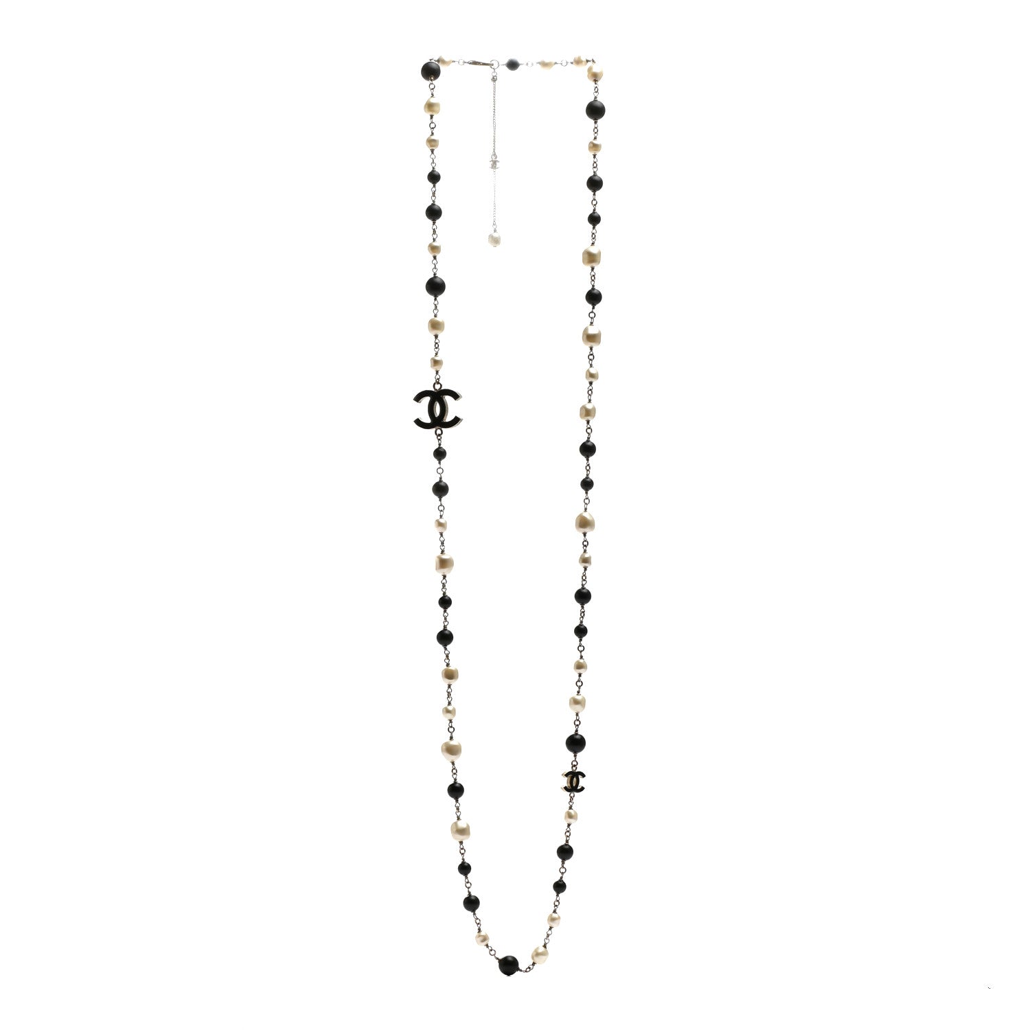 Chanel Pearl Bead CC Long Necklace Black 3 of 5