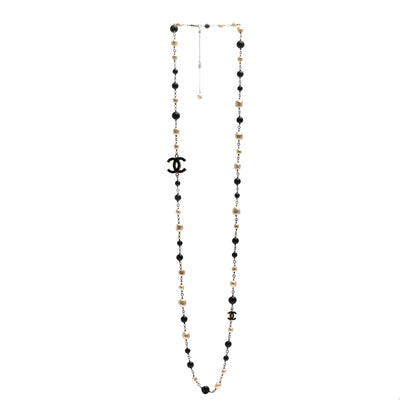 Chanel Pearl Bead CC Long Necklace Black 3 of 5