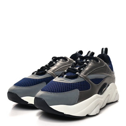Christian Dior Technical Mesh Calfskin Mens B22 Sneakers 42 Silver Blue White 3 of 9