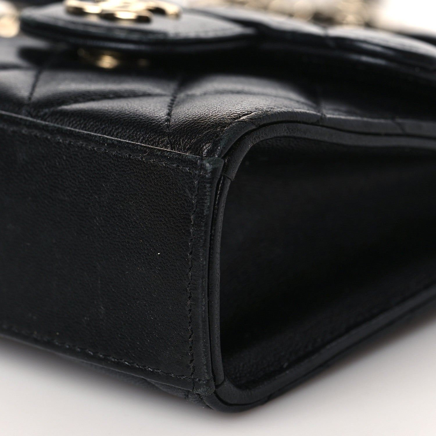 Chanel Lambskin Quilted Top Handle Flap Clutch With Chain Black 8 of 9