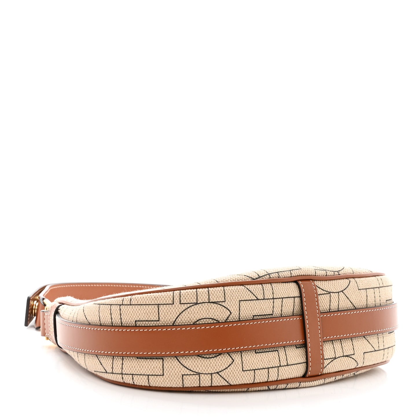 Canvas Calfskin All Over Print Medium Ava Shoulder Bag Natural Tan