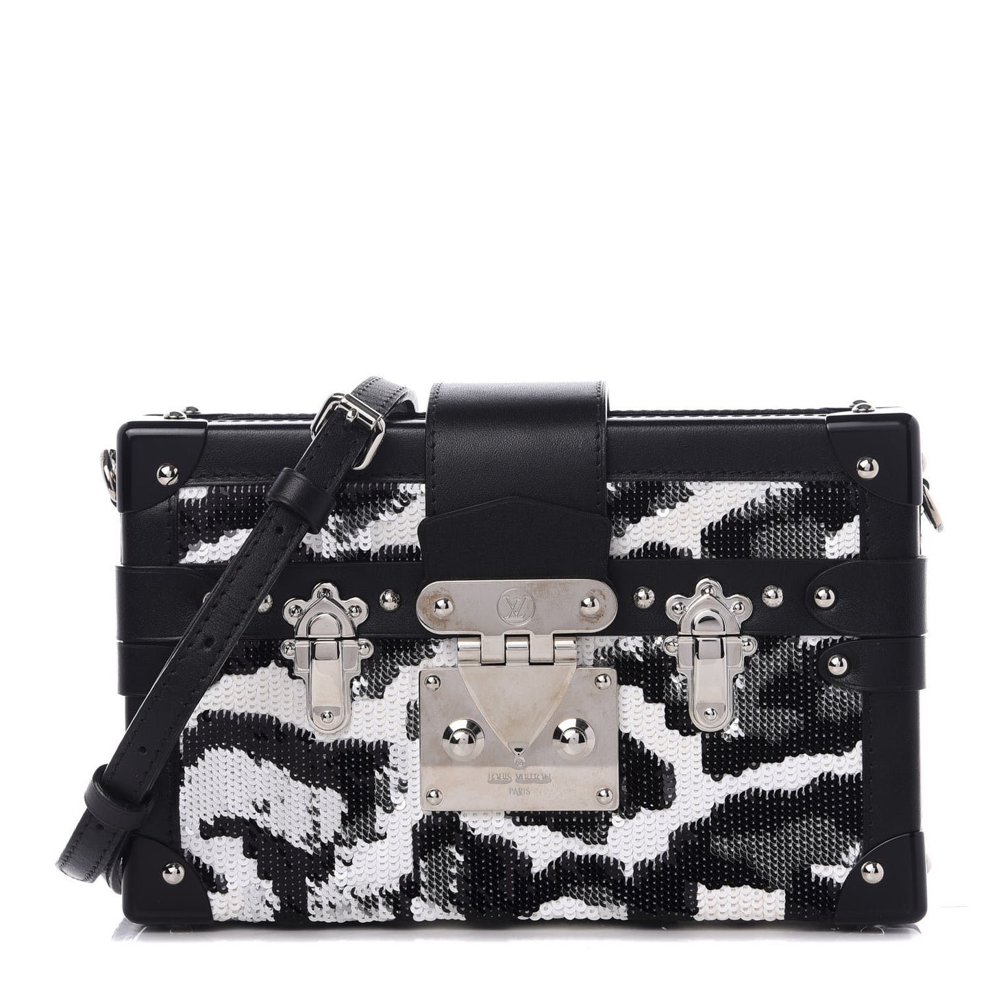 Sequins Leopard Petite Malle Black Gris