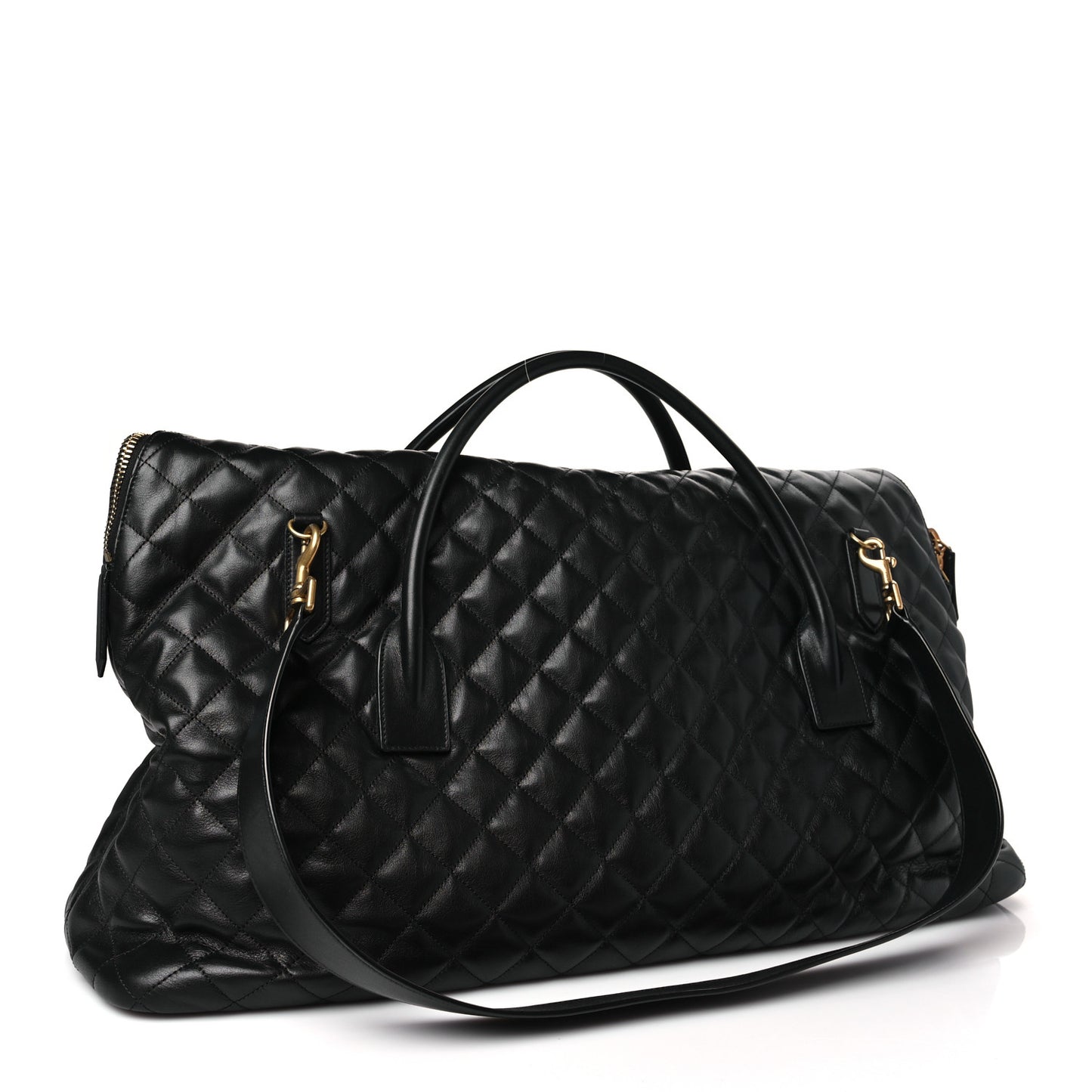 Calfskin Quilted ES Giant Travel Bag Black