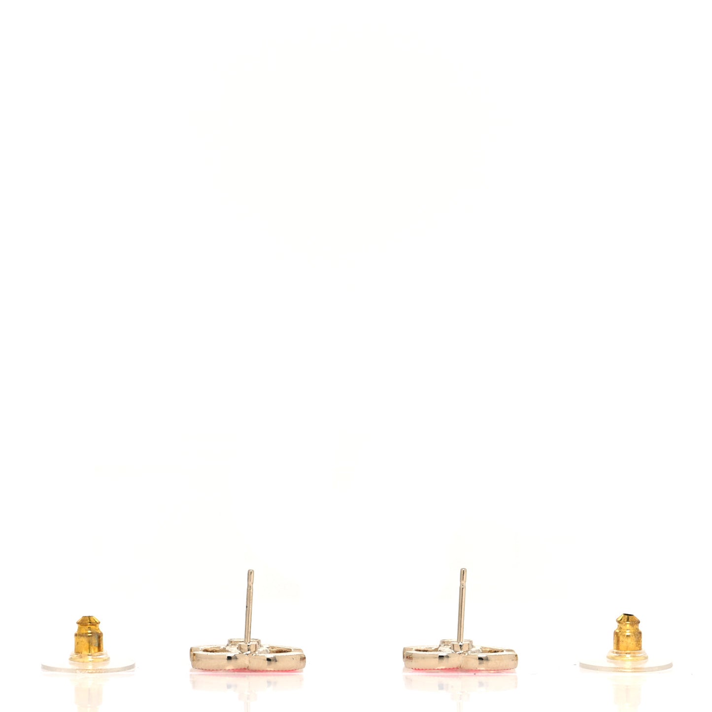 Enamel CC Earrings Pink Gold