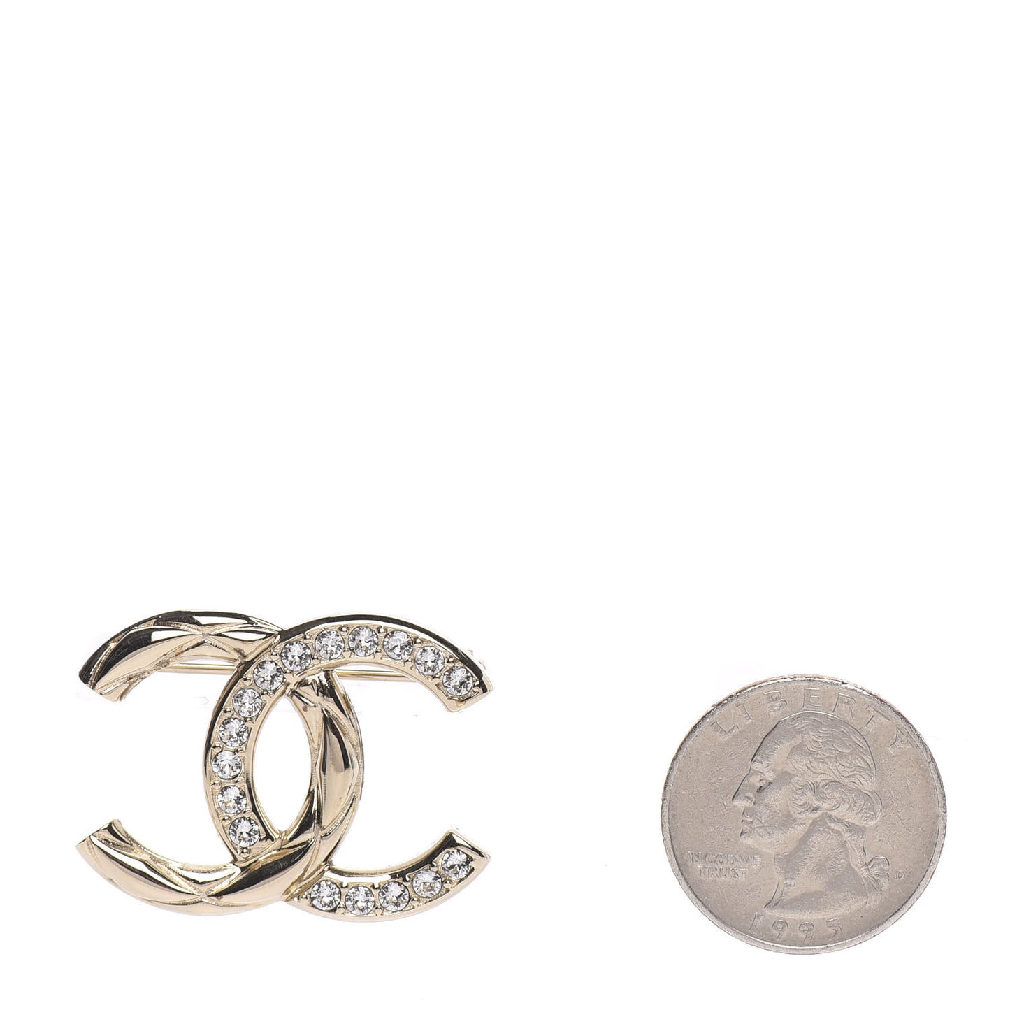 Crystal CC Brooch Light Gold