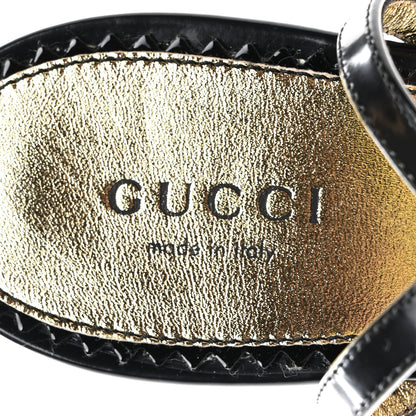 Gucci Regent Calfskin Crystal Snake Head Sandals 37 Black 7 of 9