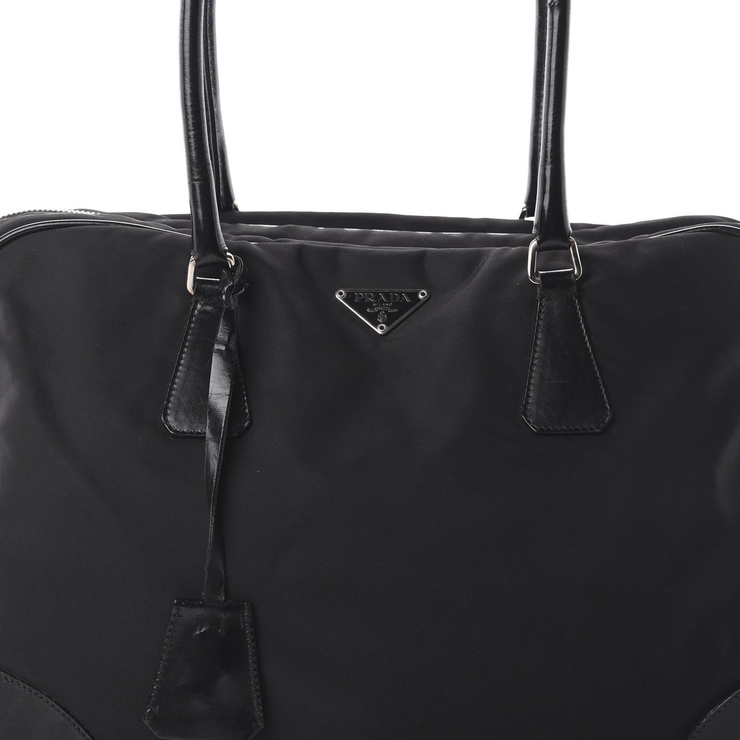 Tessuto Nylon Calfskin Tote Black