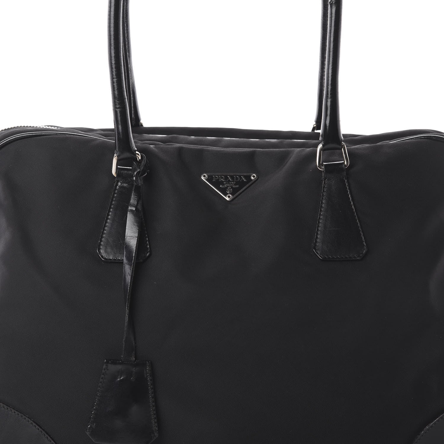 Prada Tessuto Nylon Calfskin Tote Black 8 of 8