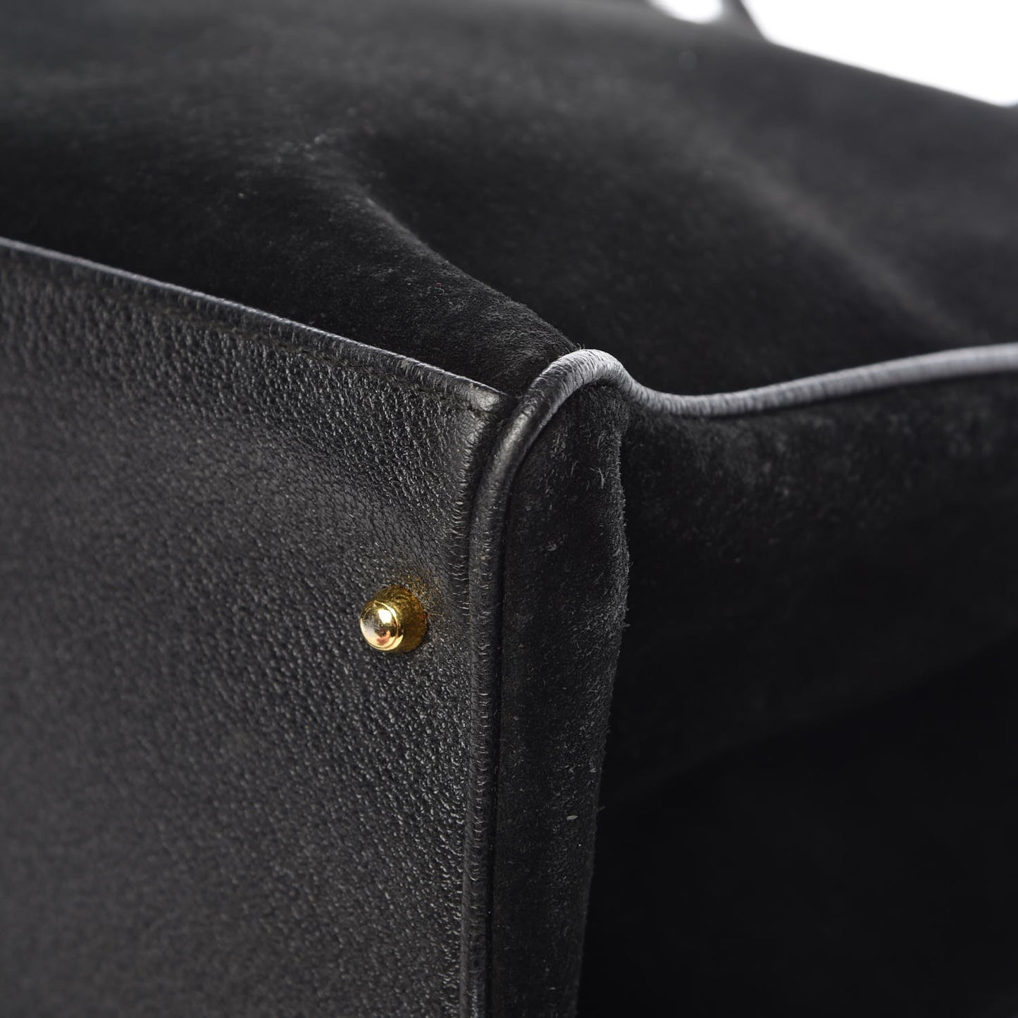 Suede Bamboo Top Handle Bag Black