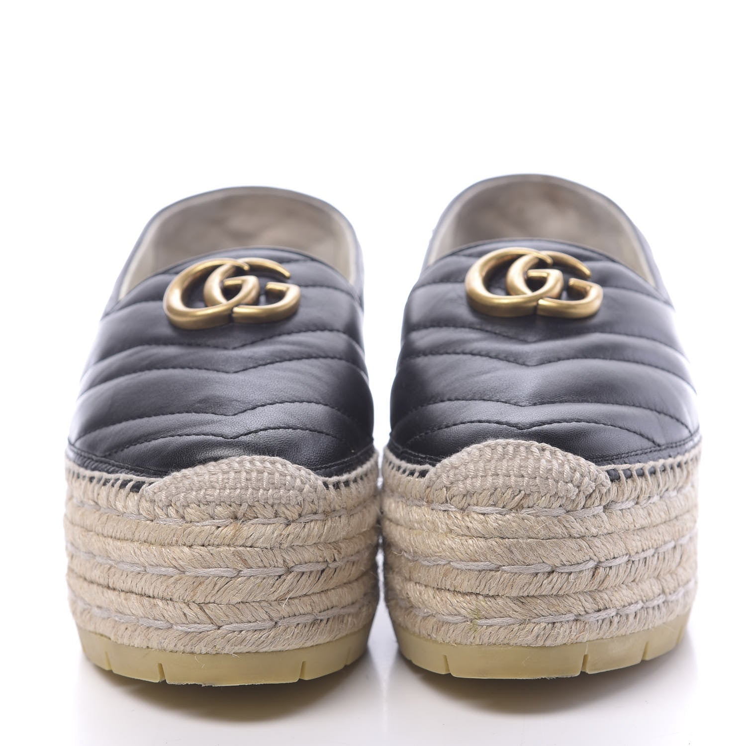 Gucci Nappa Matelasse GG Marmont Platform Espadrilles 37.5 Black 2 of 12