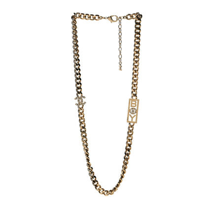 Chanel Metal Crystal CC Boy Chain Link Necklace Gold 3 of 5