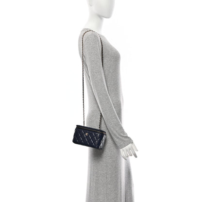 Chanel Caviar Quilted Small Vanity Case With Chain Navy Blue 2 of 10