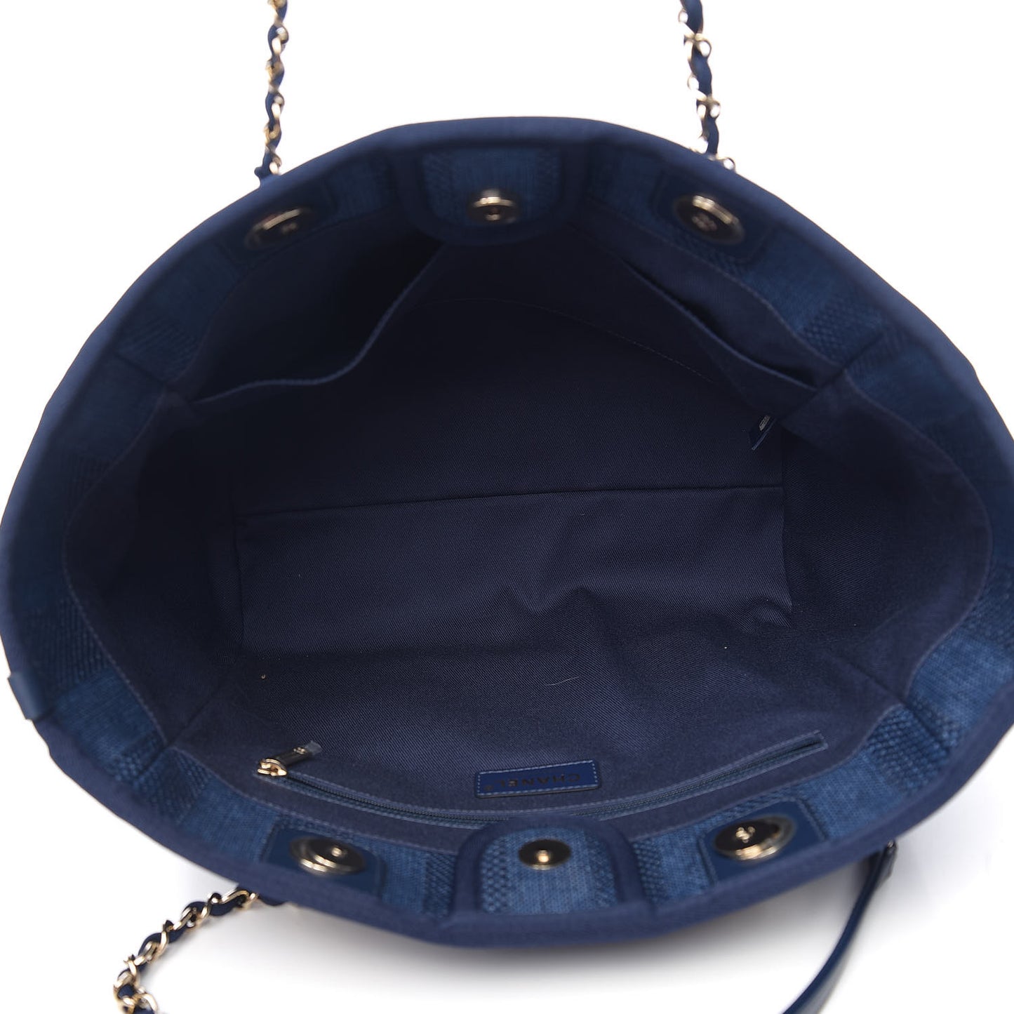Mixed Fibers Striped Small Deauville Tote Navy Blue