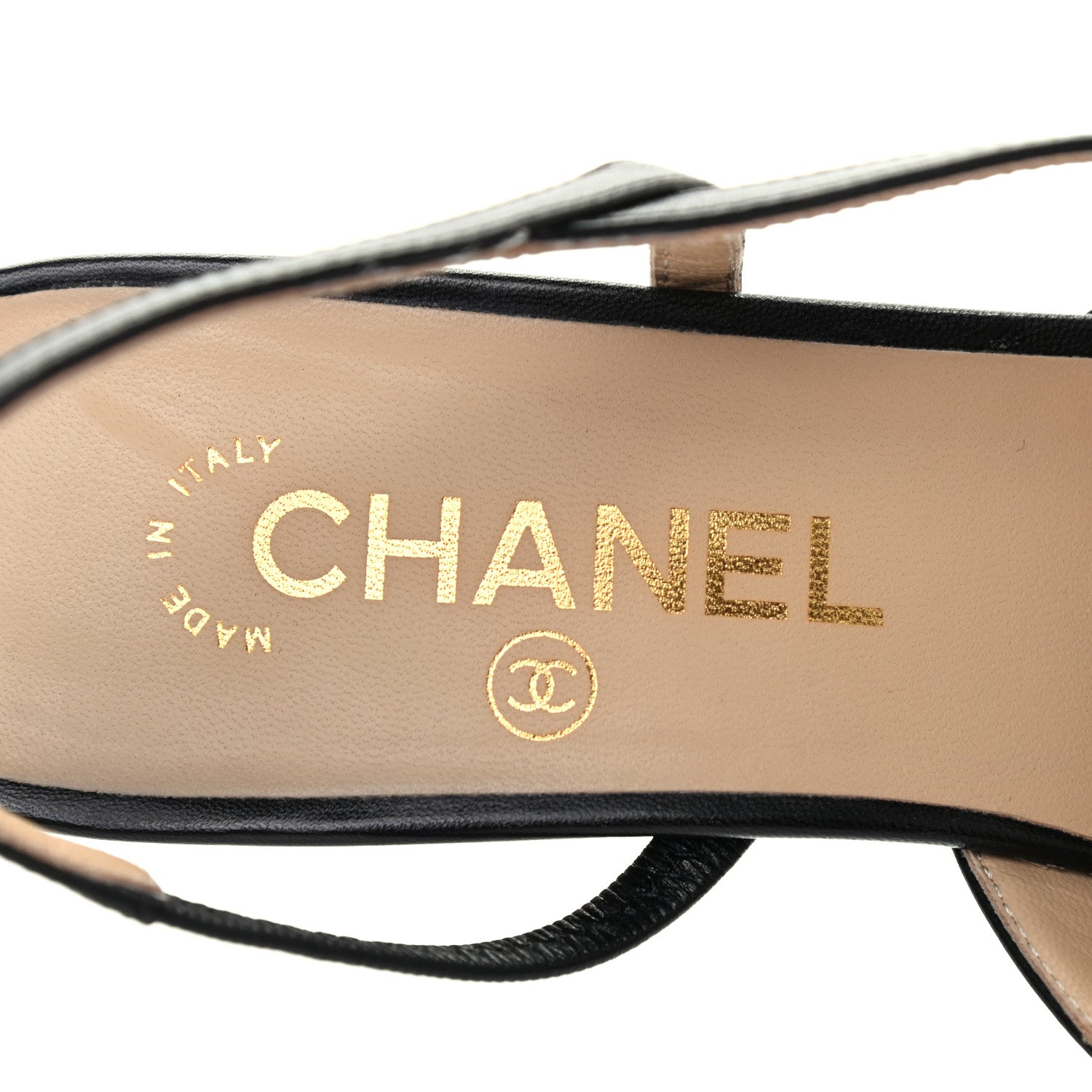 Chanel Goatskin Grosgrain Cap Toe CC Slingback Sandals 38.5 Black 7 of 8