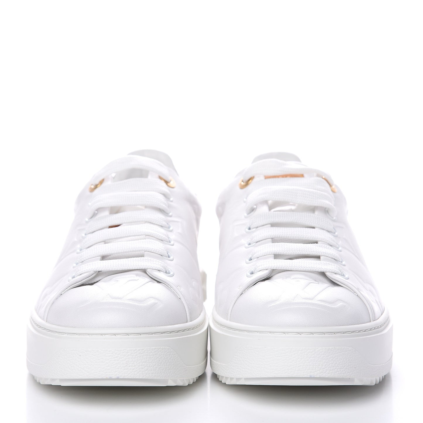Lambskin Embossed Monogram Time Out Sneakers 40.5 White