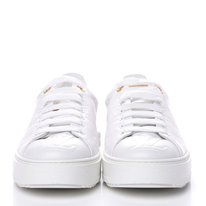 Louis Vuitton Lambskin Embossed Monogram Time Out Sneakers 40.5 White 3 of 10