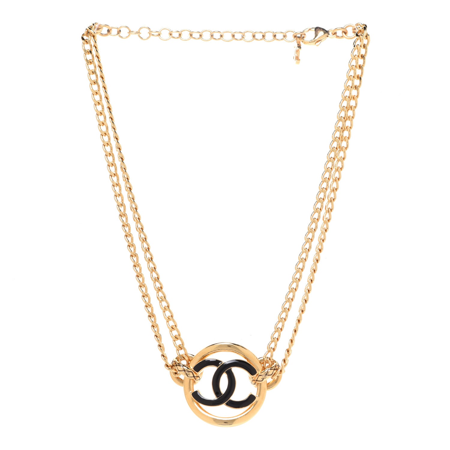 Chanel Metal Resin Chain CC Choker Gold Black 3 of 6
