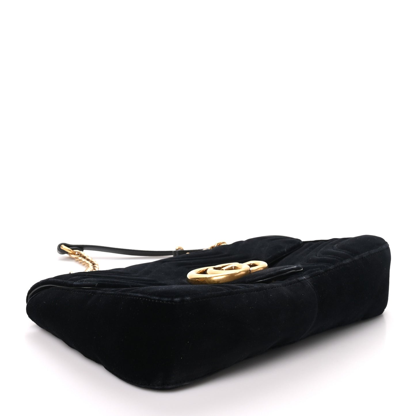 Velvet Matelasse Medium GG Marmont Shoulder Bag Black
