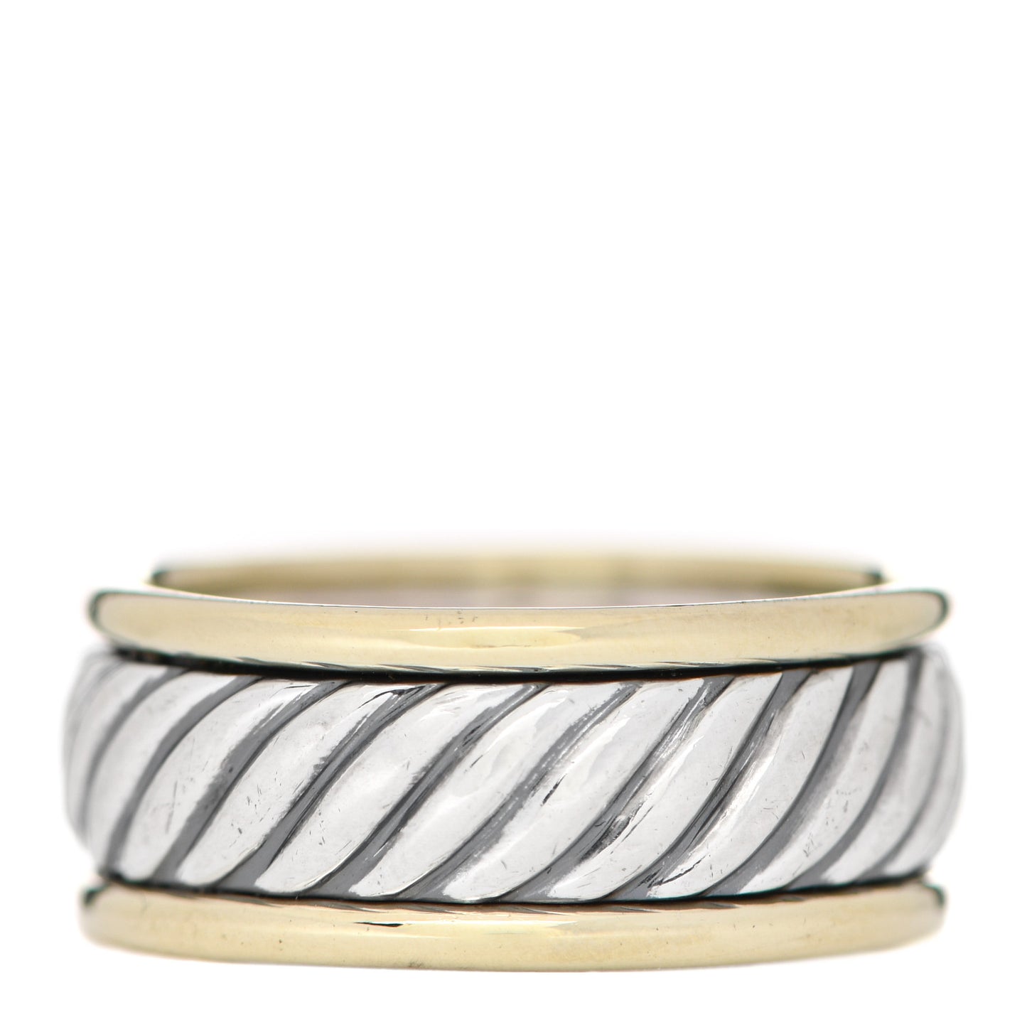 Sterling Silver 14K Yellow Gold Cable Band Ring 62 10