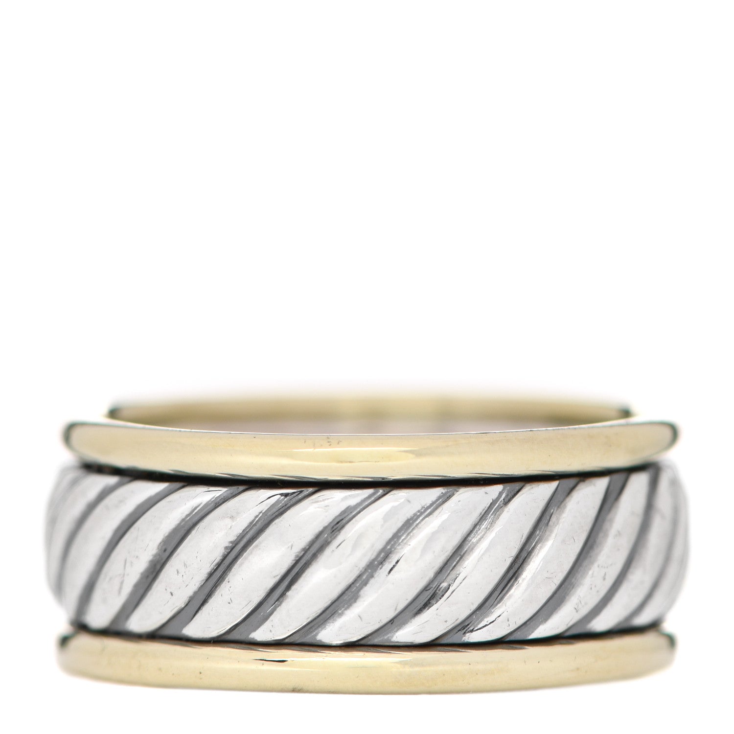 David Yurman Sterling Silver 14K Yellow Gold Cable Band Ring 62 10 2 of 5