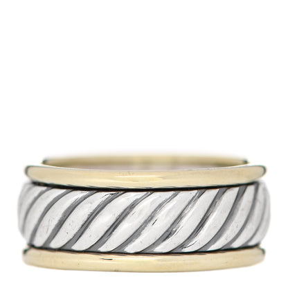 David Yurman Sterling Silver 14K Yellow Gold Cable Band Ring 62 10 2 of 5