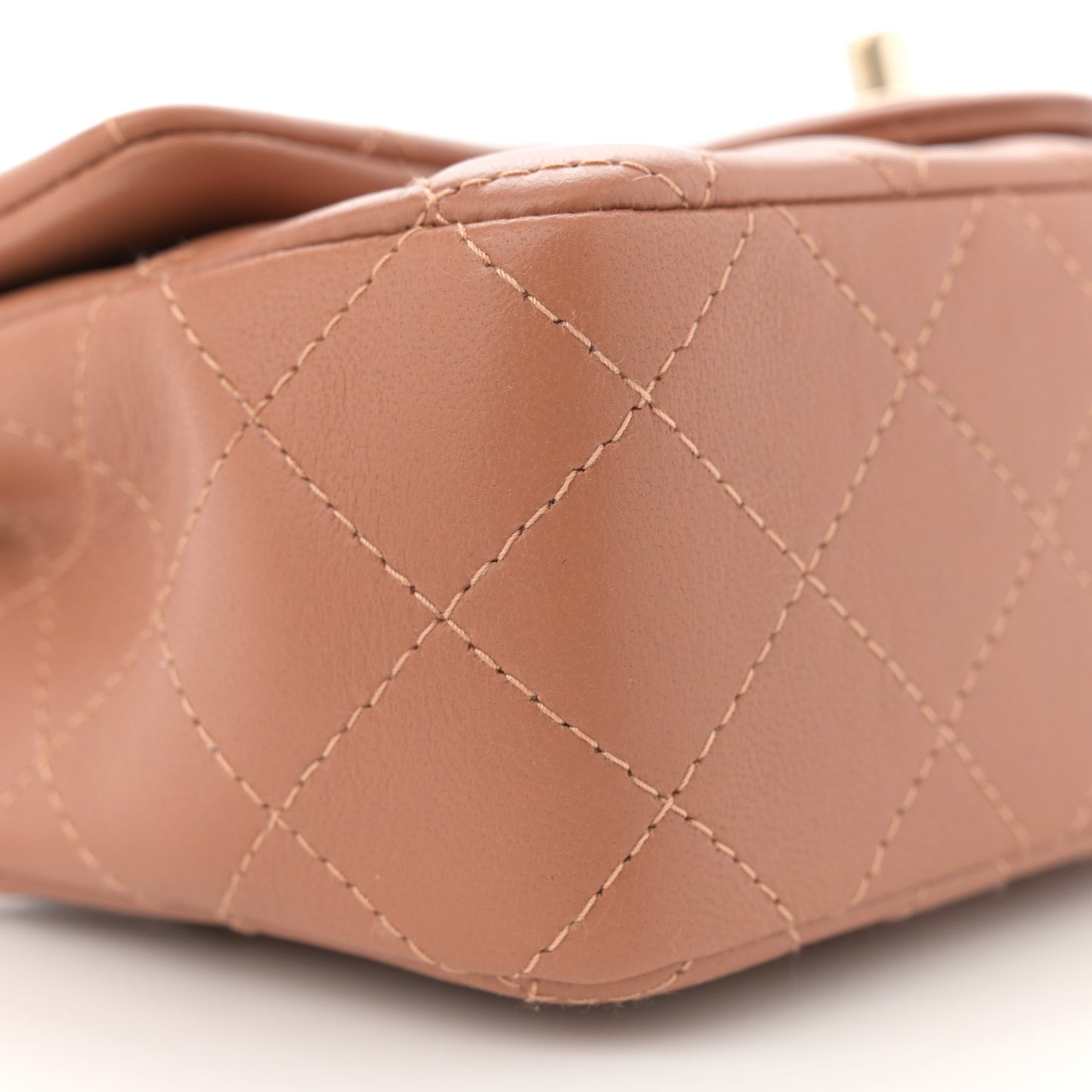 Lambskin Quilted Mini Rectangular Flap Brown