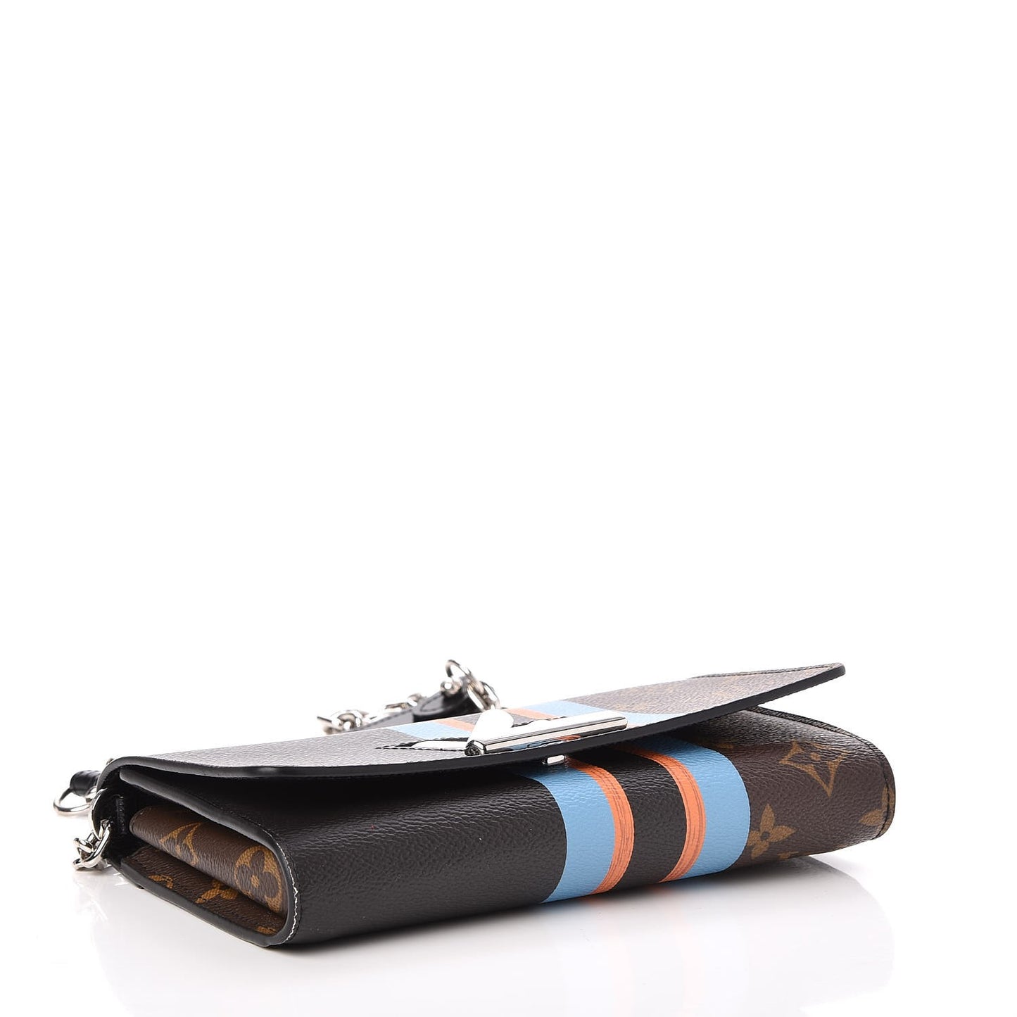 Monogram Stripe Twist Chain Wallet