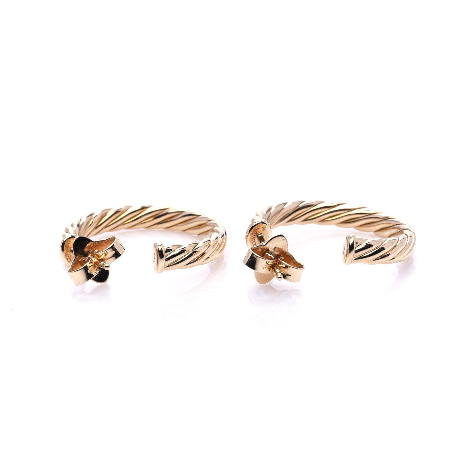 David Yurman 18K Yellow Gold Sculpted Cable Hoop Earrings 4 of 6
