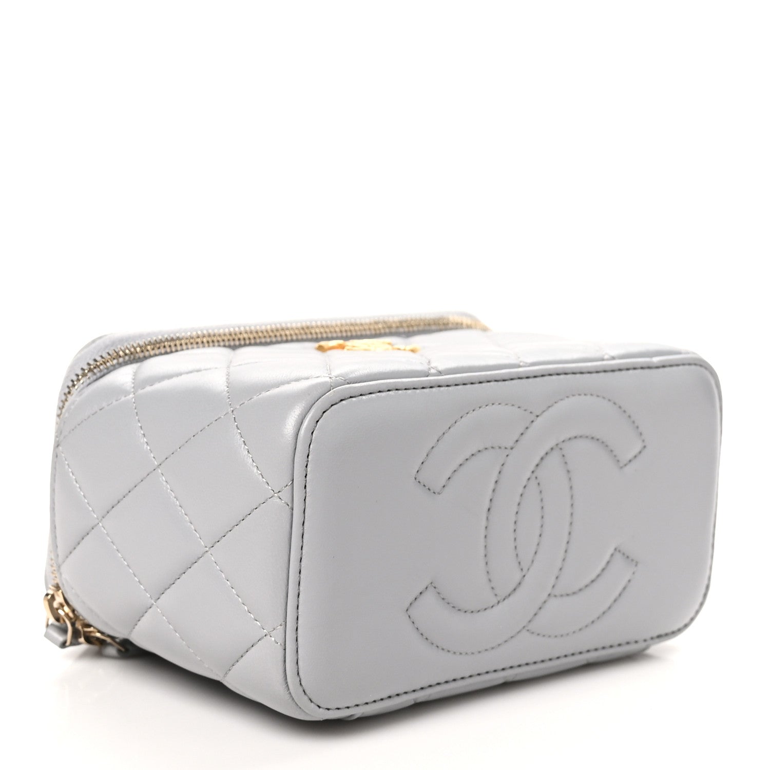 Chanel Lambskin Quilted Small Pillow Crush Vanity Case With Chain  Grey 4 of 11